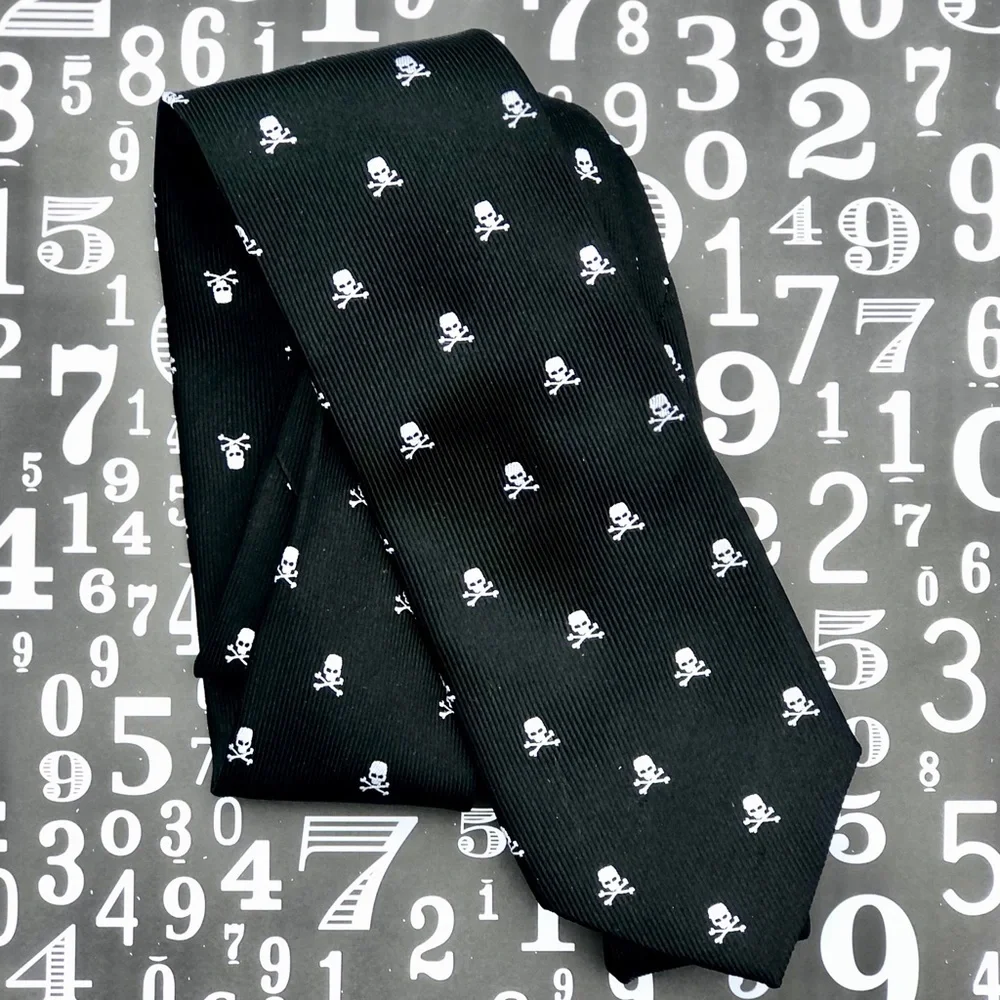 💀 Spooky Skull Tie 💀 Black & White 💯 Silk Hand Made, Kids Size, Boys or Girls
